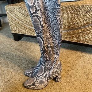 Marc Fisher Womens Luley Black-Ivory Over-The-Knee Boots